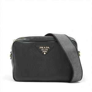 Prada Vitello Dino Leather Shoulder Bag Black